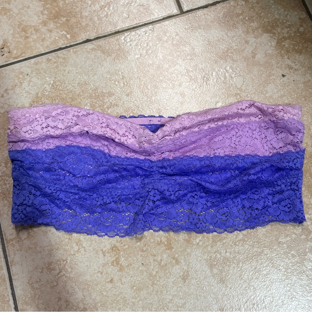 Vintage Victoria's Secret Pink purple and blue lace bikini bralette